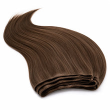 Cortina de extensiones lisas de pelo natural Remy EHE Light en castaño oscuro